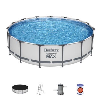 Bestway® Steel Pro MAX medence, 56488, szűrő, szivattyú, létra, ponyva, 4,57 x 1,07 m