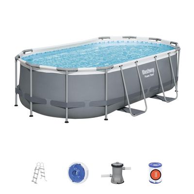 Pool Bestway® Power Steel™ 56620, cartridge filtration, ladder, dispenser, 427x250x100 cm