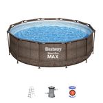 Pool Bestway® Steel Pro MAX 56709, rattan pattern, cartridge filtration, ladder, 366x100 cm