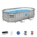 Pool Bestway® Power Steel™ Vista Series 56714, cartridge filtration, ladder, cover, dispenser, 427x2