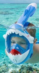 Snorkelező maszk Shark, teljes arcot takaró, gyermekeknek 4+, XS, kék