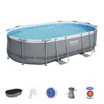Medence Bestway® Power Steel™ 56448, papírszűrős szűrés, létra, takaróponyva, adagoló, 488x305x107 c
