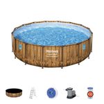 Pool Bestway® Power Steel™ Vista Series 56725, cartridge filtration, ladder, cover, dispenser, 488x1