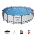 Medence Bestway® Steel Pro MAX 5612Z, papírszűrős szűrés, létra, takaróponyva, 488x122 cm