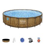 Pool Bestway® Power Steel™ Vista Series 56977, cartridge filtration, ladder, cover, ChemConnect™ dis