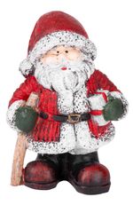 Postavička MagicHome Vianoce, Santa držiaci darčeky s palicou, polyresin, 15 cm