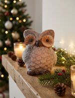 Figura MagicHome Karácsonyi, Bagoly, terrakotta, 9x8x9,5 cm