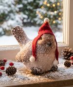 Decoration MagicHome Christmas, Bird with a Cap, terracotta, 8.8x6x9 cm