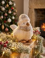 Dísz MagicHome karácsonyi, Cinege madár sapkával, terrakotta, 10x5x10 cm