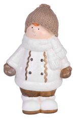 Postavička MagicHome Vianoce, Chlapček bacuľatý s čiapočkou, terakota, 29 cm