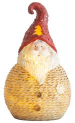 Figure MagicHome Christmas, Santa, round, small, LED, polyresin, 19.5 cm
