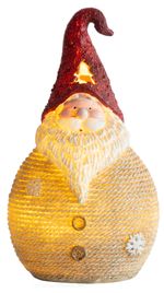 Figura MagicHome Karácsonyi, Mikulás kerek közepes, LED, polirezin, 3xAAA, 28,5 cm