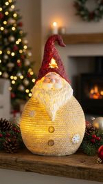 Postavička MagicHome Vianoce, Santa okrúhly stredný, LED, polyresin, 3xAAA, 28,5 cm