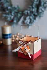 Dísz MagicHome karácsonyi Woodeco, Lámpás pohárral, csomag 5 db, 8x8 cm