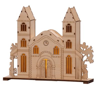 Christmas decorations Woodeco 11275, Church, 3xLED, 27x5x22 cm