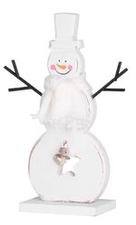 Christmas decorations Woodeco, White snowman, 10x20 cm, pkg. 2 pcs