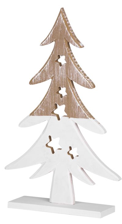 Christmas decorations Woodeco, Tree, gray/white, 19x29 cm, pkg. 2 pcs
