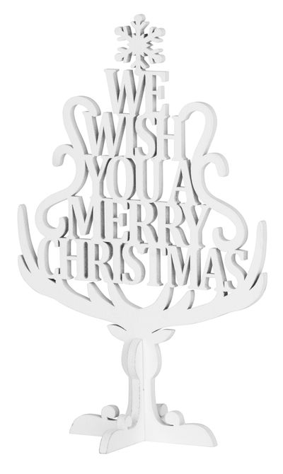 Christmas decorations Woodeco, Tree with text, 15x22 cm, pkg. 4 pcs