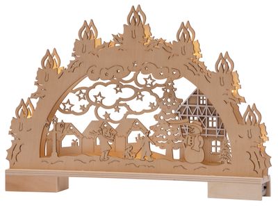 Dekorácia MagicHome Vianoce Woodeco, Svietnik, 10 LED, 43x31x5 cm