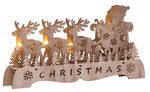 Dekorácia MagicHome Vianoce Woodeco, Santa na saniach, 4 LED, 29x15x4 cm