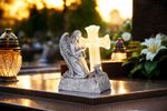 Decoration MagicHome, Angel with dove at cross, LED, polyresin, for grave, solar, 12x8x16.5 cm