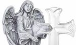 Decoration MagicHome, Angel with cross, LED, polyresin, for grave, solar, 16x10x23 cm