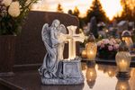Decoration MagicHome, Angel with cross, LED, polyresin, for grave, solar, 16x10x23 cm