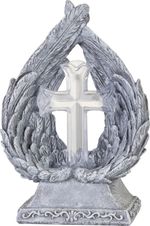 Decoration MagicHome, Wings with cross, LED, polyresin, for grave, solar, 16.5x10x24 cm