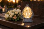 Decoration MagicHome, Wings with cross, LED, polyresin, for grave, solar, 16.5x10x24 cm