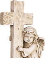 Decoration MagicHome, Angel with cross, LED, polyresin, for grave, solar, 13x8.5x27.5 cm