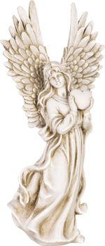 Decoration MagicHome, Angel with heart, polyresin, for grave, 19.5x13x41 cm