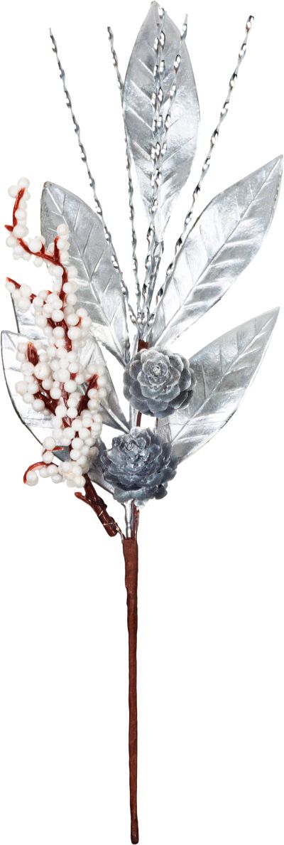 Ág MagicHome Vianoce, karácsonyi, ezüst, 31 cm