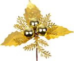 Ág MagicHome Vianoce, karácsonyi, gömbökkel, arany, 14 cm
