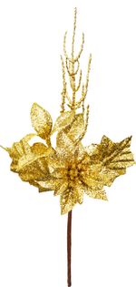 Christmas Branch MagicHome, with leaf, gold, 8x24 cm