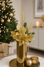 Christmas Branch MagicHome, with leaf, gold, 8x24 cm