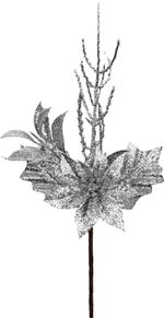 Christmas Branch MagicHome, with leaf, silver, 8x24 cm