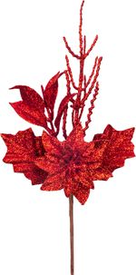 Christmas Branch MagicHome, with leaf, red, 8x24 cm