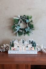 Christmas Wreath MagicHome, natural, with bows and butterflies, 35 cm