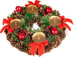 Christmas Wreath MagicHome, natural, advent, red, 25 cm