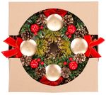 Christmas Wreath MagicHome, natural, advent, red, 25 cm