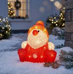 Dekoráció MagicHome Karácsony, Mikulás, 30 LED, időzítő, akril, 3xAA, IP44, kültéri, 24x21x24 cm