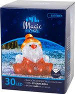 Dekoráció MagicHome Karácsony, Mikulás, 30 LED, időzítő, akril, 3xAA, IP44, kültéri, 24x21x24 cm
