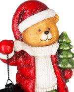 Decoration MagicHome Christmas, bear with tree and lantern, magnesia, 17.5x24x38 cm
