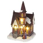 Decoration MagicHome Christmas, Church, 4 LED warm white, 3xAA, indoor, 12.50x12.30x18 cm