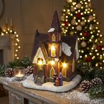 Dekoráció MagicHome Karácsony, templom, 4 LED meleg fehér, 3xAA, beltéri, 12,50x12,30x18 cm