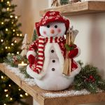 Dekoráció MagicHome Vianoce, hóember sílécekkel, 30 cm