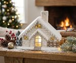 Decoration MagicHome Christmas, House with chimney, ceramic, 3xAA, 40 cm, LED