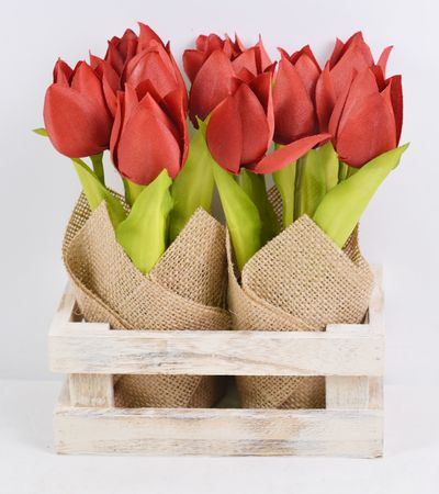 Tulipánok MagicHome CX0147, 20 cm, borító - len, fa