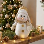 Figura MagicHome Karácsonyi, Hóember, báránybőr sapka, 29 cm