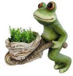 Decoration MagicHome Gecco, Frog with Wheelbarrow, magnesia, 34x20x32 cm